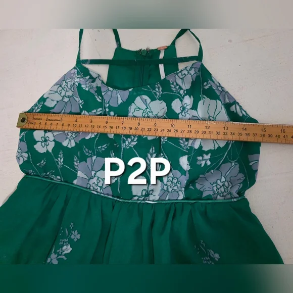 Free People Emerald Green Floral Jumpsuit Size 8 - Picture 12 of 13